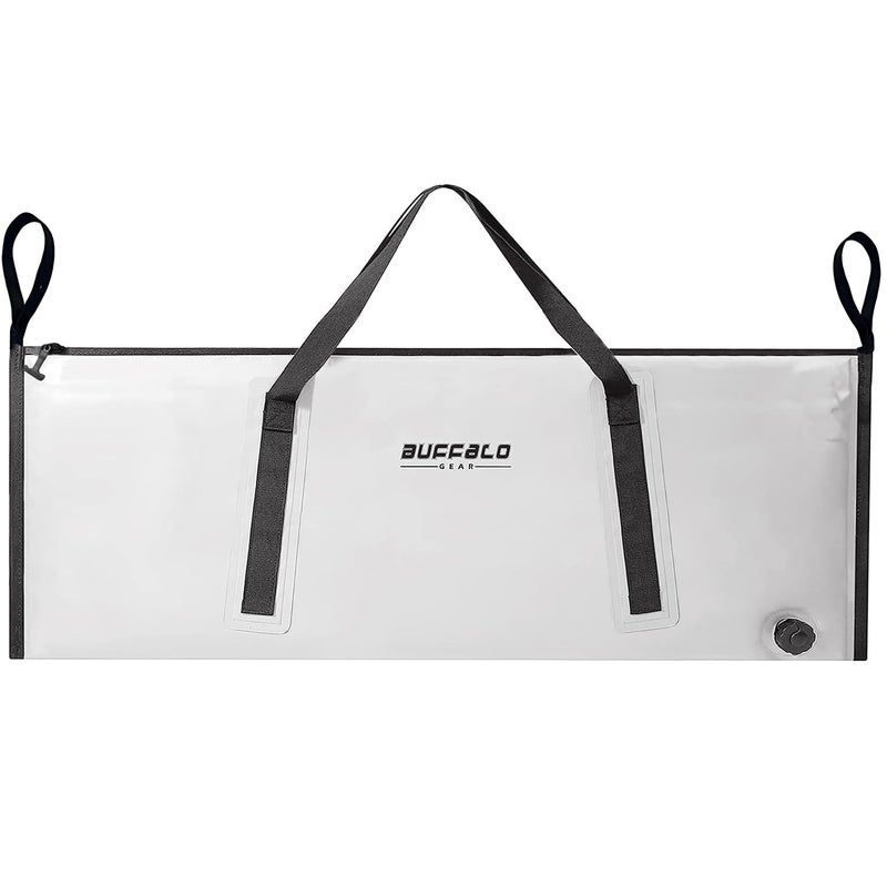 Buffalo Gear Insulated Fish Cooler Bag 48x18 Inch, Portable Fish Kill Bag Keep Ice-cold More Than 24 Hours, White - Image 1